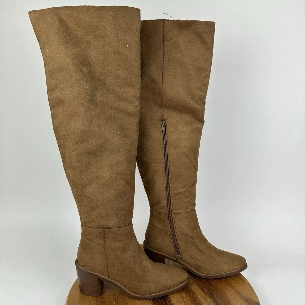 Womens Seychelles Paradise City Brown Faux Suede Over The Knee Boots Size 9